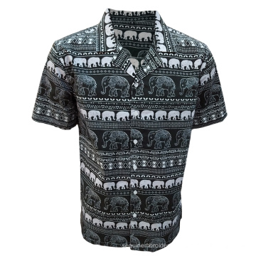 Custom Printed Cotton Men's Beach Hawaiian Shirt